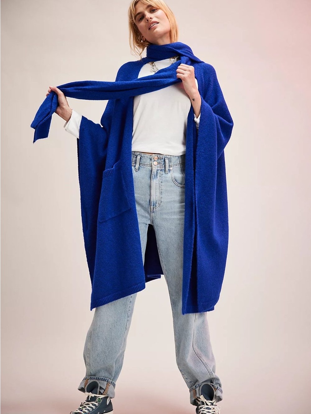 Free People Ellie Scarf Wrap Kimono Cape Duster